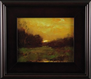 The 2014 Pipers auction features beautiful pieces like this beautifully framed oil painting of a sunset by Angelo Halov from the Janus Gallery.