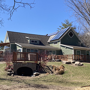 Building with solar panels